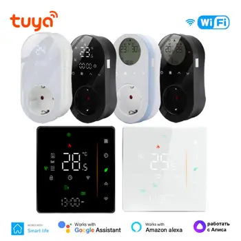 WiFi Tuya Akıllı sıcaklık kontrol cihazı Dijital Elektrik / Su ısıtma Kontrol Paneli 16A Termostat Soketi Akıllı Yaşam Alexa