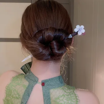 Yeni Çin Tarzı Akrilik Kelebek Püskül Kolye Firkete Takı saç Sopa Kadınlar için Vintage saç aksesuarları Düğün Hediyesi