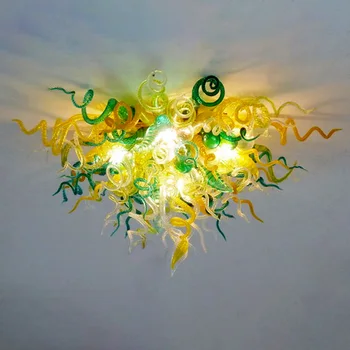 Yeşil ve sarı avizeler tavan ışıkları LED el üflemeli cam amerikan avize
