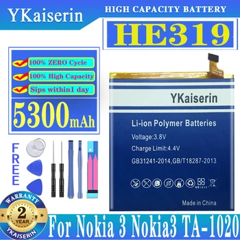 YKaiserin HE319 HE 319 5300 mAh nokia için pil 3 Nokia3 TA-1020 1028 1032 1038 Lityum Polimer Piller Ücretsiz Araçlar