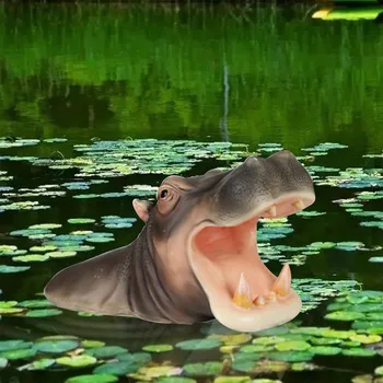 Yüzen Hippo Avlu Gölet Yüzen Hayvan Dekorasyon Açık Havuz Simülasyon Hayvan Dekorasyon Reçine Tavuk Heykeli