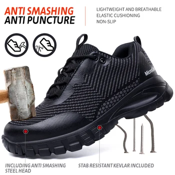 Çelik Burunlu Spor Ayakkabı Hafif Burunlu iş güvenliği ayakkabısı Nefes Delinme Geçirmez Kaymaz Darbe Direnci Üzerinde 200J Erkekler Kadınlar İçin