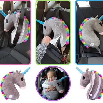 Çizgi film bebeği Araba Emniyet Kemeri Omuz Pedi Çocuklar Çocuklar için Sevimli Unicorn Boyun Yastık Peluş PP Pamuk Araba Emniyet Kemeri Kapağı Koruyucu