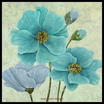 Çiçeklenme Mavi Sayılan Çapraz dikiş kitleri-DIY El Yapımı Oya Nakış 14 CT Aida Çapraz Dikiş Setleri DMC Renk