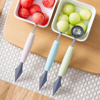 Çok Fonksiyonlu Meyve Oyma Bıçağı Karpuz Baller Dondurma Kazmak Topu Kaşık Kaşık Baller Mutfak DIY Soğuk Yemekler Araçları Alet