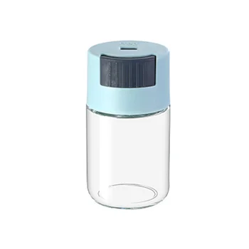 Ölçülebilir Kontrollü tuzluk Mutfak Basın Tipi Kantitatif Tuz Cam çeşni şişesi Tuz Tankı Baharat Pot