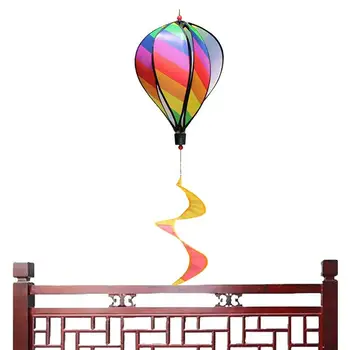 Gökkuşağı Sıcak Hava Balonu Rüzgar Şerit Pullu Düz Renk Fırıldak sınır ötesi Dönen Renkli Rüzgar Spinner bahçe dekoru